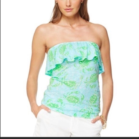 Lilly Pulitzer Blue and Green Strapless Top - Picture 7 of 7